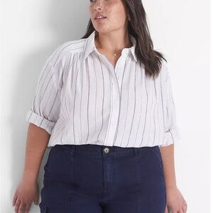 Lane Bryan Relaxed Crop Button-Down Shirt